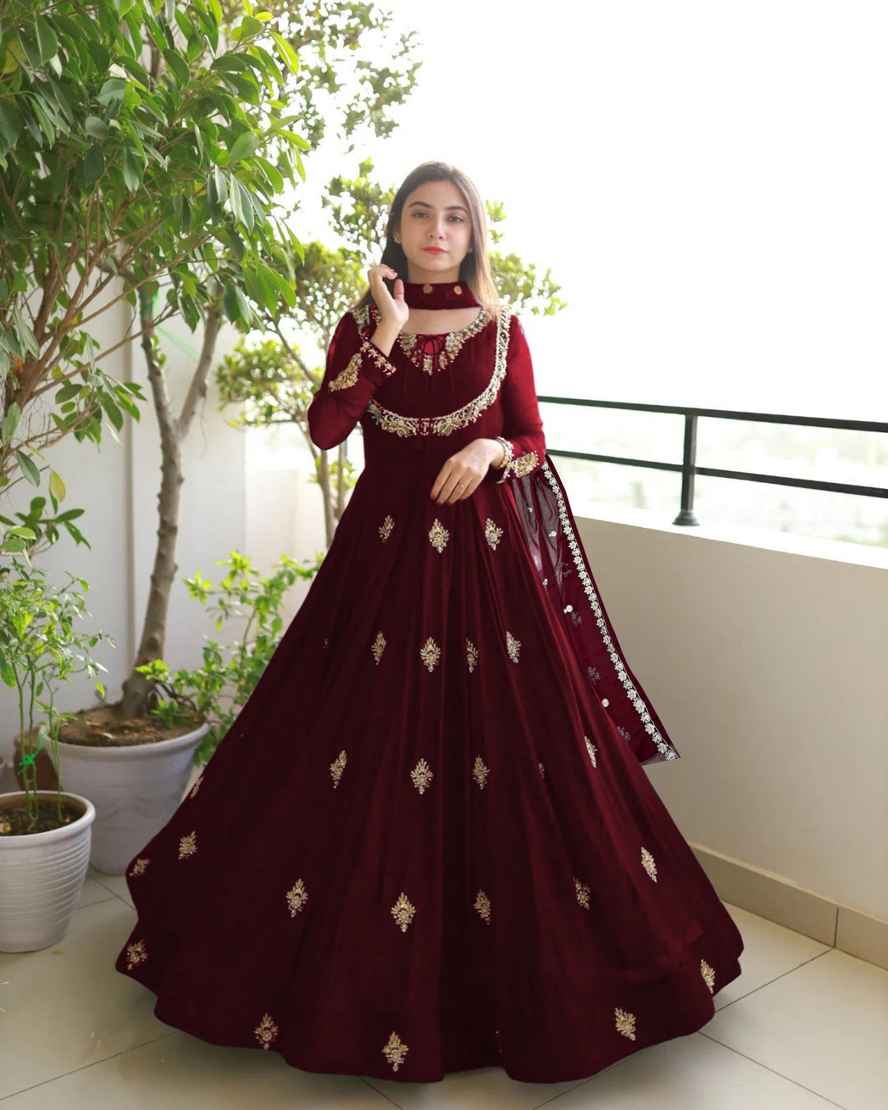 Fiza Embroidered maxi dress