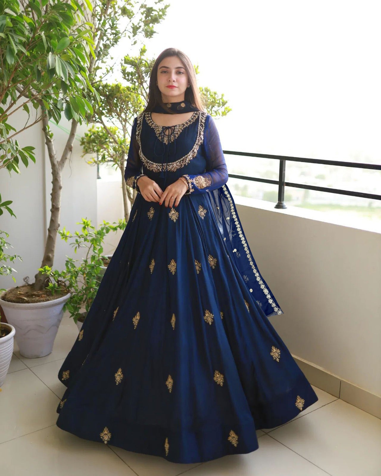 Fiza Embroidered maxi dress