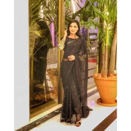 Safina embroidered Pearls Saree