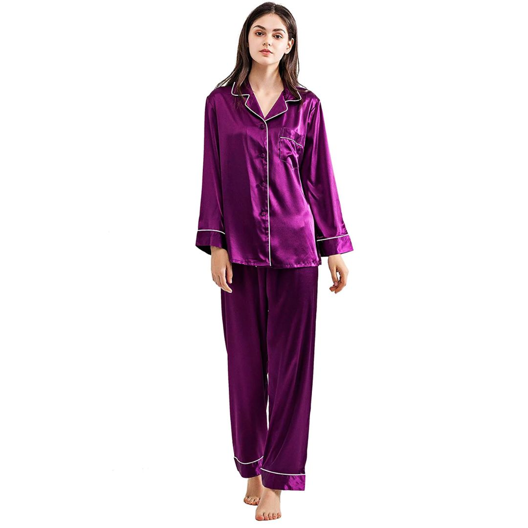 Purple – Silky Pajama Set for Women