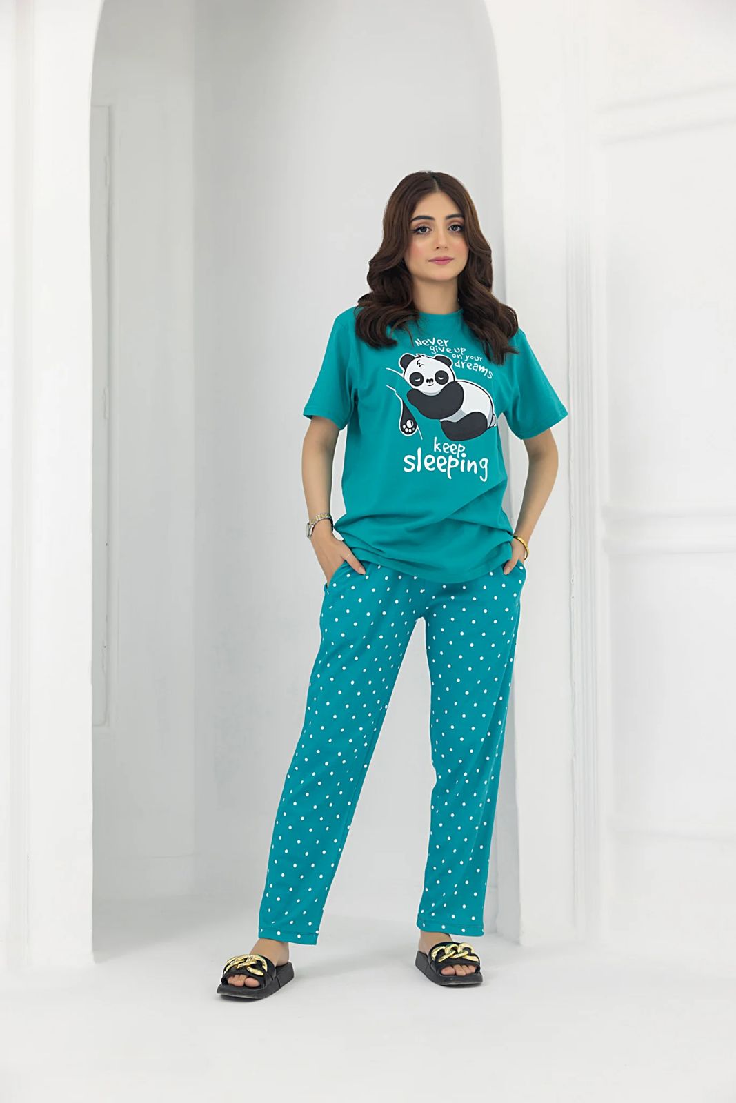 Panda Print 2-Piece Jersey Pajama Set
