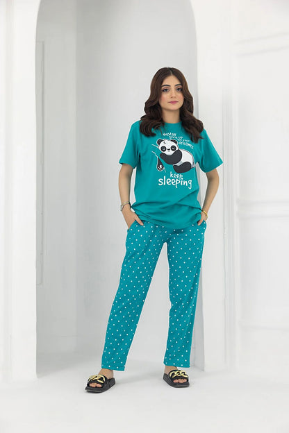 Panda Print 2-Piece Jersey Pajama Set