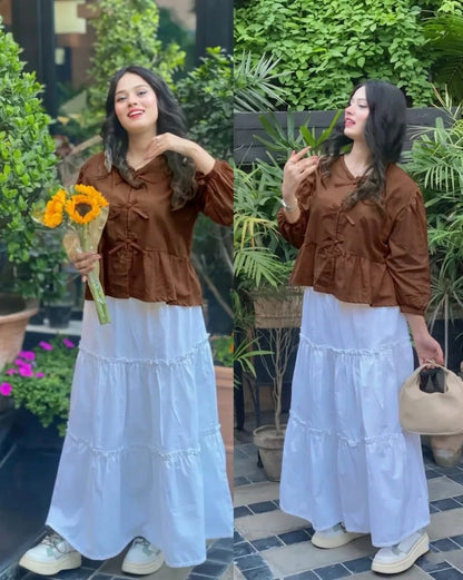 viral top and skirts