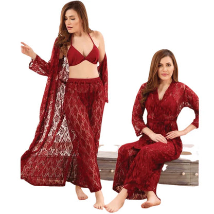 Transparent Allure 4PC Bridal Nighty