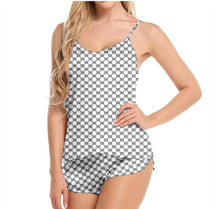 White Printed-Cami Set